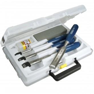 STANLEY 5002 BEVEL EDGE CHISEL SET 4PC & OILSTONE 0-16-130